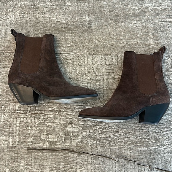 SANDRO Marron Fonce Chelsea Boots Brown Suede - Picture 1 of 7